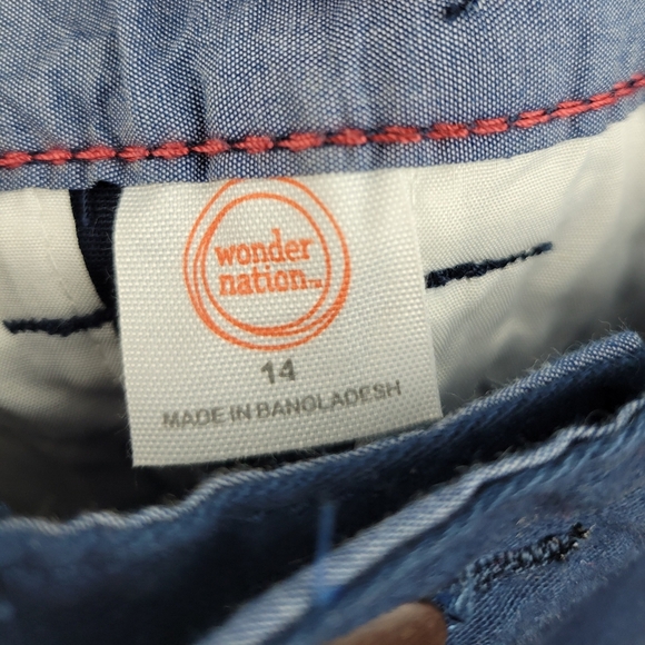 Bundle Only: Wonder Nation Boys Blue Flat Front Shorts Stretch  Size 14 Husky - Picture 3 of 4